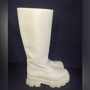 Sam Edelman Light Gray Knee-High Combat Boots